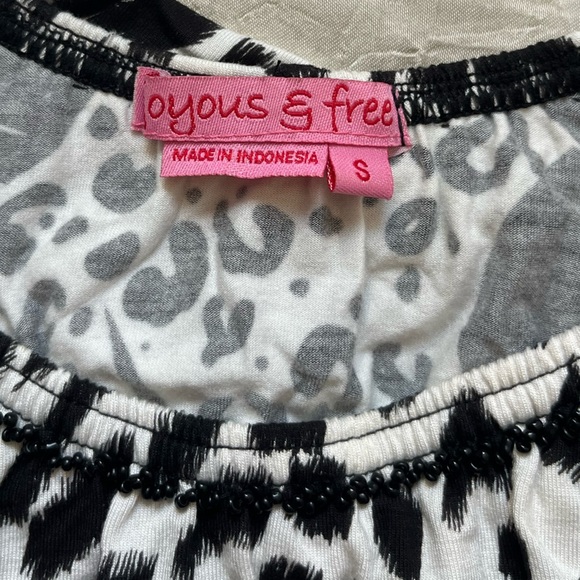 Joyous & Free Black and White Leopard and Floral Print Mini Dress - Picture 5 of 7